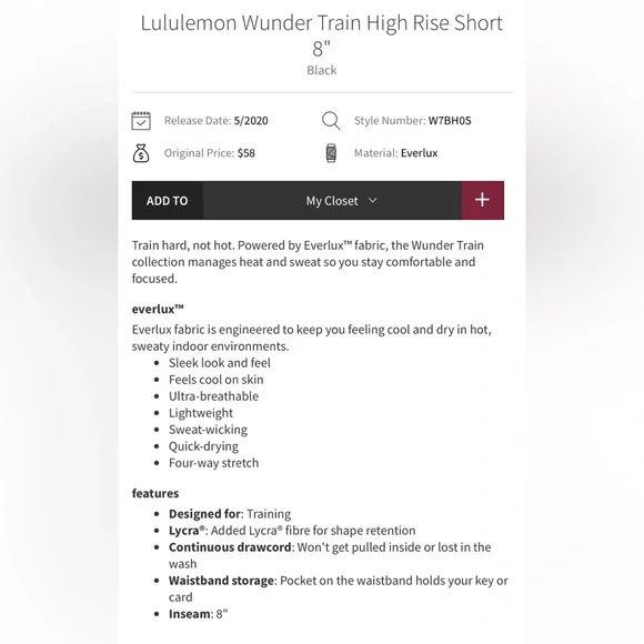 LULULEMON Wunder Train High Rise Short 8 inch Black size 2 Bike Shorts - Picture 3 of 6